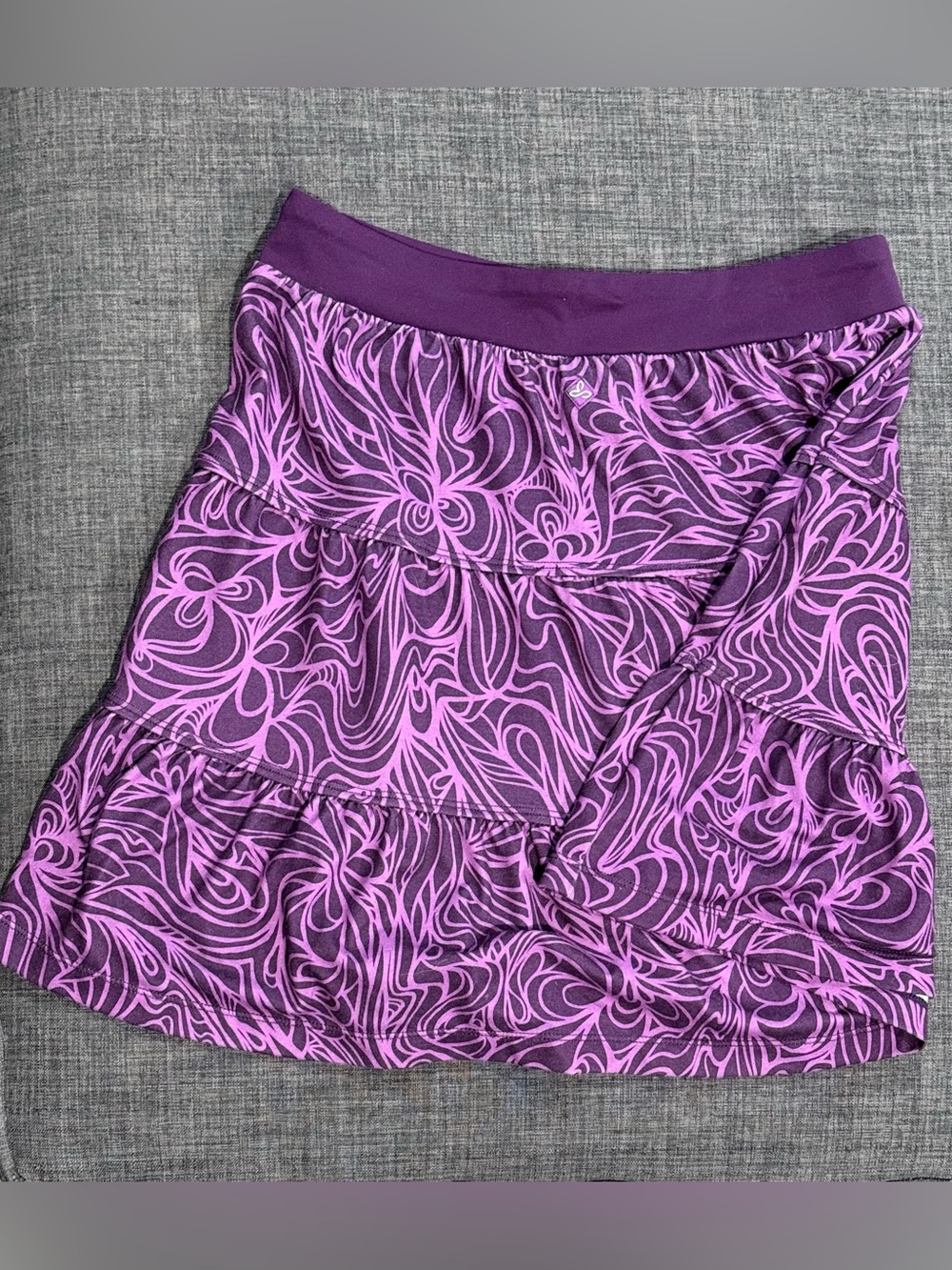 Prana Purple Swirl Tiered A-Line Skirt